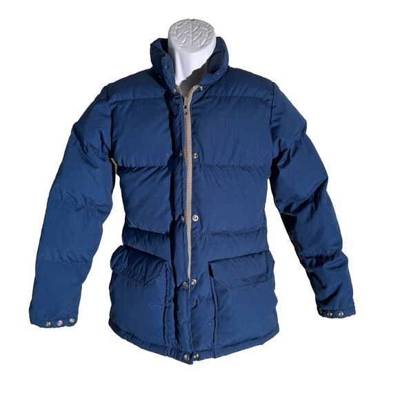 VINTAGE 70s NORTH FACE Brown Label Puffer Down Jacket Blue WOMEN SMALL RARE USA - Picture 1 of 8